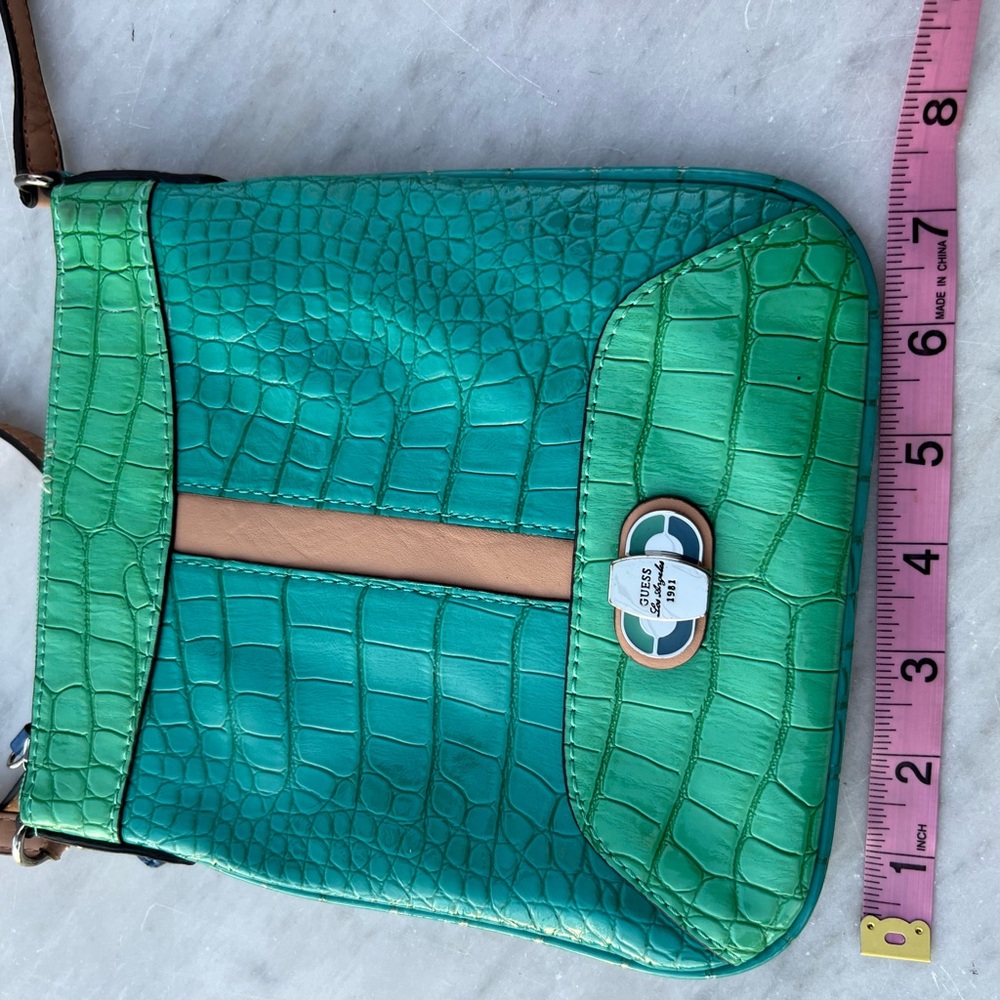 RARE Guess Vintage Los Angeles Crossbody Handbag Bag 1981 Croc - Picture 4 of 13